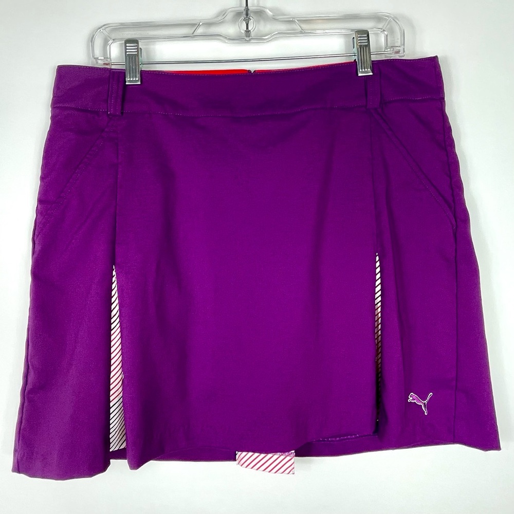 Puma Size 12 Dry Cell Performance Stretch Golf Striped Pleated Plum Purple Skort